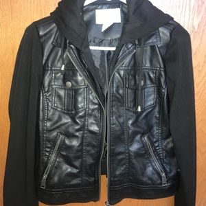 Faux leather layered jacket